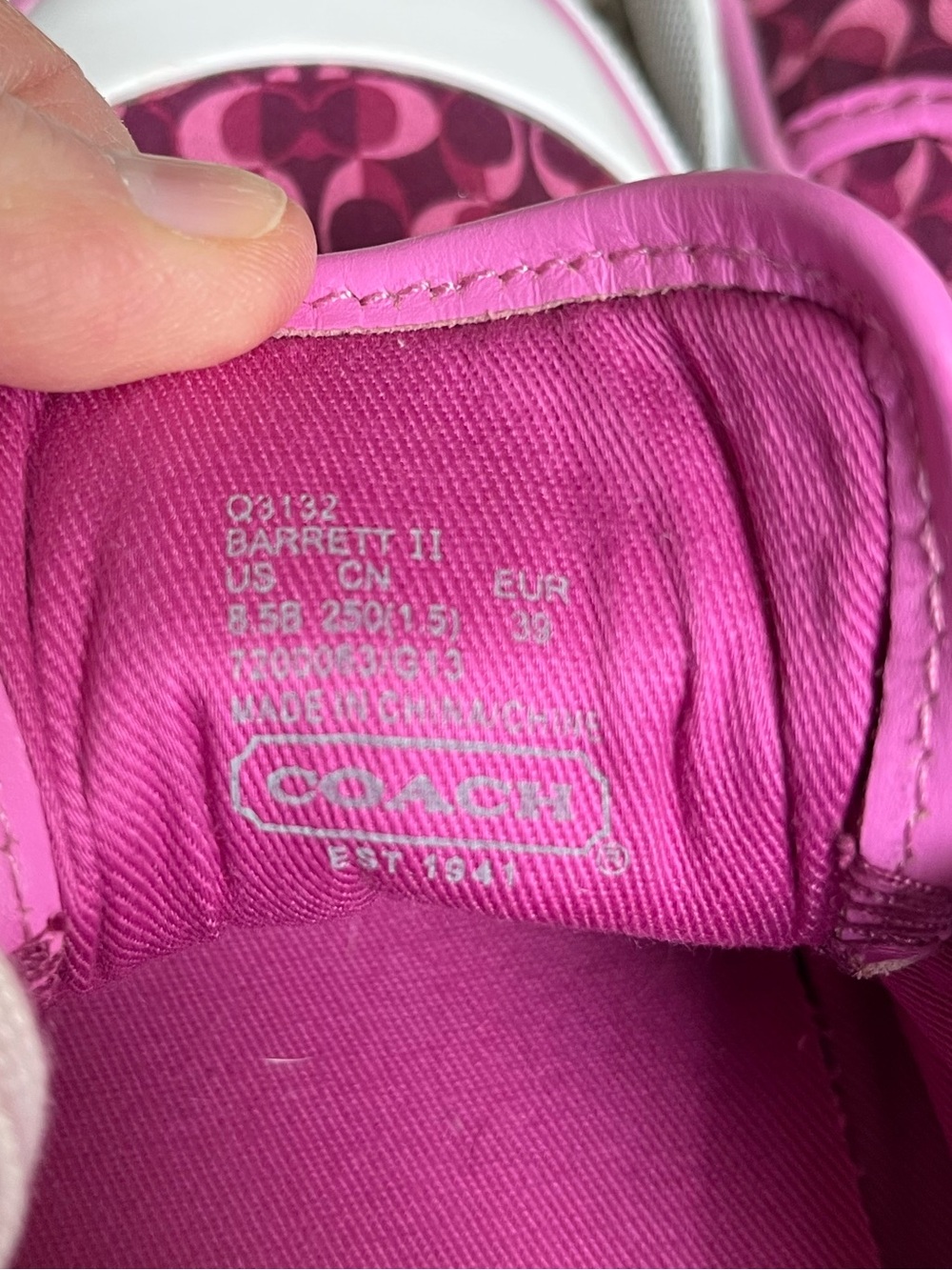 COACH Pink Signature Canvas Lace-Up Sneakers - Picture 4 of 6